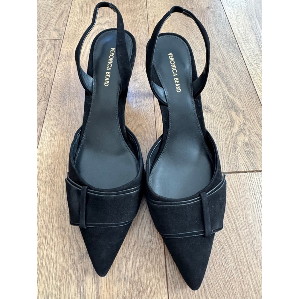 Women's Veronica Beard Black Suede Slingback Heels Size 8.5